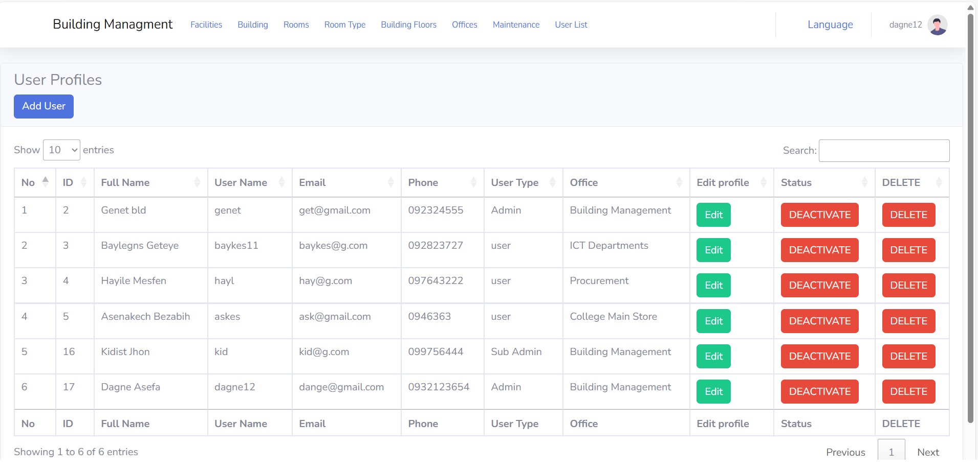 Web-based Building Mangement System